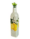 Glass Bottle Dispenser for Olive oil or Vinegar, Lemon Kitchen Decor, Foodie Cooking Housewarming Gift, Cruet With Pourer, Mediterranean Table Decoration
