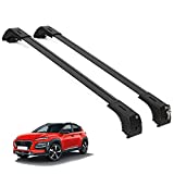 ERKUL Roof Rack Cross Bars Compatible w/Hyundai Kona 2018-2023 - Aluminum Lockable Cargo Carrier for Rooftop Luggage, Skis, Bikes, & Surfboards - Durable Car Accessories - (Black, Set of 2)