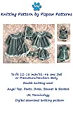 Dress, Angel Top, Pants, Bonnet and Bootees (86) Knitting Pattern to fit 12-18 inch/31-46 cms doll or baby. Digital download.