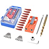 Lytool Pocket Hole Jig Kit with 8 Drilling Depth Setting, Portable Pocket Hole Jig Drill Jig for DIY Drill Woodworking with 10 PCS Pocket Plugs, 2 Magnet Pocket Hole, Adjustable Positioning Slider