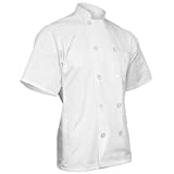 ChefsCloset Unisex Short Sleeve Button White Chef Jacket Small Chef Coat