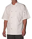 Uncommon Threads Unisex South Beach Chef Coat Short Sleeves, White, Large