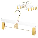 Acrylic Hangers Clear and Gold Hangers with gold hooks Heavy Duty Premium Quality Clear Acrylic Clothes Hangers Pants hangers with clips 10 Pcs