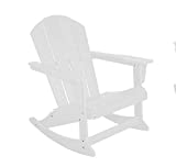 WO Outdoor Classic Rocking Adirondack Chair for Backyard, Lawn, Patio, Deck, Garden, Weather Resistant Polyethylene Plastic Lounger, White
