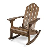 Great Deal Furniture Cara Outdoor Adirondack Acacia Wood Rocking Chair, Dark Brown Finish