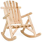 Best Choice Products Rocking Wooden Adirondack Lounger Chair Accent Furniture w/Natural Finish