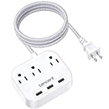 LENCENT 2 Prong Power Strip, 3 Prong to 2 Prong Outlet Adapter, 6.6ft Braided Extension Cord with Polarized Plug, 3 AC Outlets & 3 USB(5V 3.4A Max), Wall Mountable, Ideal for Non-Grounded Outlets