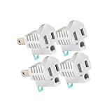 2 Prong To 3 Prong Outlet Adapter, Polarized Grounding Converter ETL Two Prong to Three prongs Outlets 4 Pack White ETL Listed