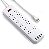 12 Outlets 4 USB-2 Prong Power Strip Surge Protector (1400 Joules), Polarized 2 Prong to 3 Prong Outlet Adapter, Extension Cord for Non-Grounded Outlets