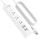 2 Prong Power Strip 15 ft Long Cord, NTONPOWER 2 Prong to 3 Prong Outlet Adapter, 2 Prong Extension Cord Rotating Flat Plug with 3 Outlet 4 USB, Two Prong Surge Protector for Home Office, White