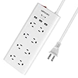 WANDOFO 2 Prong Power Strip, Polarized 3 Prong to 2 Prong Outlet Adapter with 5V 3.1A USB, 6ft Long Extension Cord, 1050J Surge Protector, Wall Mountable, Ideal for Non-Grounded Outlets, White