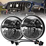UNI-SHINE 7 Inch LED Headlight DOT Approved Round LED Headlights High Low Beam H6024 Headlamp Plug and Play Easy to Install Compatible with Jeep Wrangler JK LJ TJ CJ, 2PCS