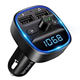 LENCENT FM Transmitter, 2022 Upgraded Bluetooth FM Transmitter Wireless Radio Adapter Car Kit with Dual USB Charging Car Charger MP3 Player Support TF Card & USB Disk