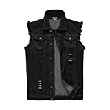 NASKY Men's Fit Retro Ripped Denim Vest Sleeveless Jean Vest and Jacket (US XXX-Large, Black)