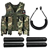 Maddog Tactical Battle Vest w/Pods & Standard Remote Coil Paintball Package - Woodland Camo