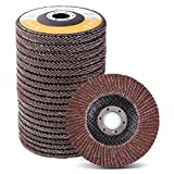 LotFancy Flap Disc 4 1/2 Inch, 20PCS, 40 60 80 120 Grit Grinding Sanding Wheels, Aluminum Oxide Abrasive, Type #27, for Angle Grinder