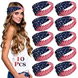 TUPARKA 10 Pieces 4th of July Patriotic Party Supplies, American Flag Headbands, Patriotic American Flag Accessories for women