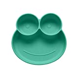 Suction Plates for Babies, Toddlers Infants Silicone Placemats for Kids Stick to High Chair Trays & Table, Microwave & Dishwasher Safe (Lovely Frog, Baby Green)