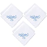6 Pieces Wedding Handkerchiefs Embroidered Wedding Handkerchiefs Happy Tears Wedding Handkerchiefs Fun Wedding Handkerchiefs with Scallop Lace Edges for Wedding Day Bride