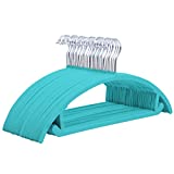 Premium Velvet Hangers - No Shoulder Bumps Suit Hangers with Chrome Hooks,Non Slip Space Saving Clothes Hangers,(Pack of 50) Heavyduty,Rounded Hangers for Sweaters,Coat,Jackets,Pants,Shirts,Dresses
