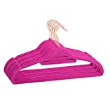 Premium Velvet Suit Hangers 50 Pack Non Slip Clothes Hanger, 360 Degree Chrome Swivel Rose Gold Hook Strong and Durable Hold Up to 10 Lbs, Ultra Thin Coat Hangers(Rose Red)
