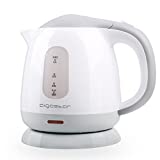 Aigostar Juliet - Mini Electric Tea Kettle, 1.0 L BPA-Free Portable Electric Water Kettle, 1100W, Grey and White