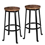 KOZYSPHERE Bar Stools for Kitchen - 29" Pub Height Chairs with Metal Frame - Backless Barstools - Set of 2 - Industrial Rustic Brown