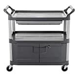 Rubbermaid Commercial Xtra Instrument and Rolling Utility Cart, Gray, with Drawer and Cabinet, for Service Restaurant Hospitality