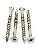 #8 x 1-1/4" Stainless Deck Screws, (100 Pack) Square Drive, Type 17 Wood Cutting Point, by Bolt Dropper, 18-8 (304) Stainless Steel, Hidden Fasteners.