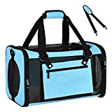 YUYIMONA Cat Carriers Dog Carrier Pet Carrier for Small Medium Cats Dogs Puppies up to 15 Lbs, TSA Airline Approved Small Dog Carrier Soft Sided, Collapsible Waterproof Travel Puppy Carrier Blue