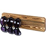 MyGift Rustic Burnt Brown Wood & Brass Tone Metal Wall Mounted Sunglasses Holder Display Organizer Rack