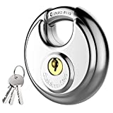 Puroma Keyed Padlock, Stainless Steel Discus Lock Heavy Duty Locks with 3 Keys, Waterproof and Rustproof Storage Lock with 3/8 Inch Shackle for Warehouse, Garage, Storage Locker, and Outdoors (1 Pack)