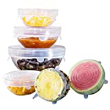 Orblue Silicone Stretch Lids, 6-Pack of Various Sizes Reusable Silicone Lids for Different Shapes of Containers - Eco-Friendly, Dishwasher Safe - Leak-proof (Clear)