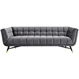 Modway Adept Contemporary Mid-Century Modern Performance Velvet Upholstered Tufted Sofa in Gray