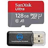 SanDisk 128GB Ultra Micro SD SDXC UHS-I Class 10 works with Samsung Galaxy S9 Memory Card S9+, S9 Plus (SDSQUAR-128G-GN6MN) with Everything But Stromboli (TM) Card Reader (Class 10 128GB)