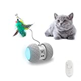 PetDroid Cat Toys for Indoor Cats,Interactive Cat Toys Attached with Feathers/Birds/Mouse Toys for Cats/Kitten Toys,Large Capacity Battery/All Floors Available (Robotic Cat Feather Toy)