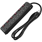 Metal Power Strip Individual Switches, Heavy Duty Power Strip Surge Protector for Appliances, Extension Cord Strip with 6 Outlet and 6FT Power Cord, 300J Surge Protector 15A 120V 1800W.