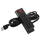 Wall Mount Power Outlet Strip, 4 Outlet Mountable Power Strip with Switch, Under Desk Power Strip Connect with 6.56ft Cord Mount Under Desk, Workbench, Nightstand, Dresser, Table(4AC-6.56FT)