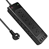 Power Strip with USB 10 ft, 18-Outlet Surge Protector Power Strip with USB Ports Flat Plug Wall Mountable, Extension Cord with Multiple Outlets, Charging Station for Multiple Devices, USB Power Strip