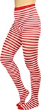 ToBeInStyle Women's Colorful Opaque Striped Tights Pantyhose Stocking Hosiery - White/Red - One Size