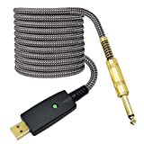 Mugteeve Guitar to USB Cable Adapter - USB to 1/4" TS Electric Bass Guitar Cord for Recording,Quarter Inch Male Jack to Computer USB Interface,Nylon Braided, OFC Shield,Plug-and-Play Connection,10FT