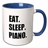 3dRose Eat Sleep Piano-Gift for Pianist Playing Musicians Music Black Text Two Tone Mug, 11 oz, Multicolor