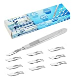 Scalpel Sterile Blades #10 10pcs Sterile Individually Foil Wrapped, with #3 Scalpel Knife Handle for Biology Lab Anatomy, Practicing Cutting, Medical Student, Sculpting, Repairing