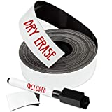 Dry Erase Magnetic Strips - 1 Inch x 25 Feet Magnetic Tape Roll - Blank Write On Magnets - Sticky Labels and Stickers - Writable Flexible Magnet Sheet for Whiteboards, Refrigerator and Crafts