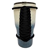 Customizable solid colors paracord handle for colored elastic holder fits most personalized custom stainless steel double insulated tumblers 20 30 32 40 oz (HANDLE ONLY) (Black)