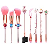 Anime Makeup Brushes, Sailor Moon Pink Magical Wand Make Up Brushes, Soft Makeup Brushes Set Professional, Eye/Lip/Foundation Makeup Brush Set, Halloween Gifts For Women Girls (A - Pink)