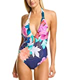 Trina Turk Women's Standard V-Plunge One Piece Swimsuit, Multi//Opulent Oasis, 10