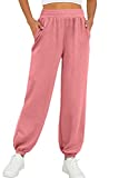 Saloogoe High Waisted Sweatpants for Women Joggers Cute Sweat Pants for Teen Girls Pink S