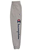 Champion Boys Sweatpant Heritage Collection Slim Fit Brushed Fleece Big and Little Boys Kids (Large, Oxford Heather Script)