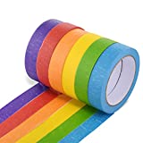 Colored Masking Tape 6 Pieces 1 Inch x 30 Yard Rainbow Masking Tape Labelling Tape, Assorted Color Coded & Kids DIY Art Supplies, Home Decoration, Office Supplies (6 Color)